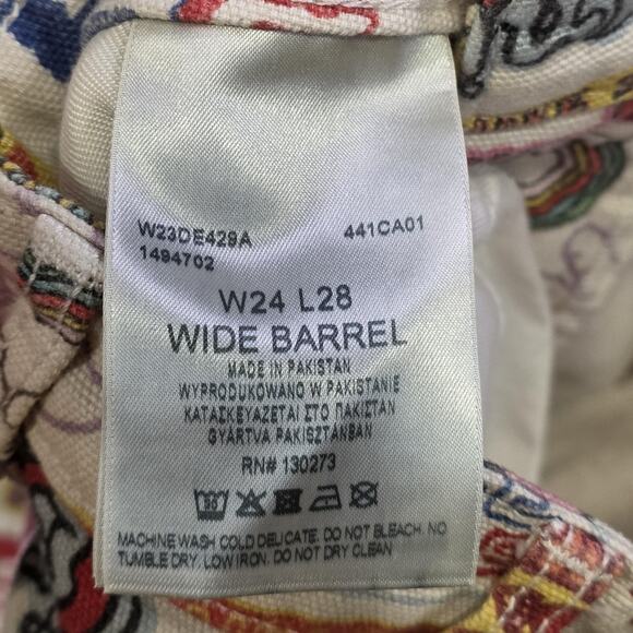 Wrangler x Free People‎ Jeans Womens 24 Wide Barrel Graphic Print High Rise Leg - Picture 8 of 16